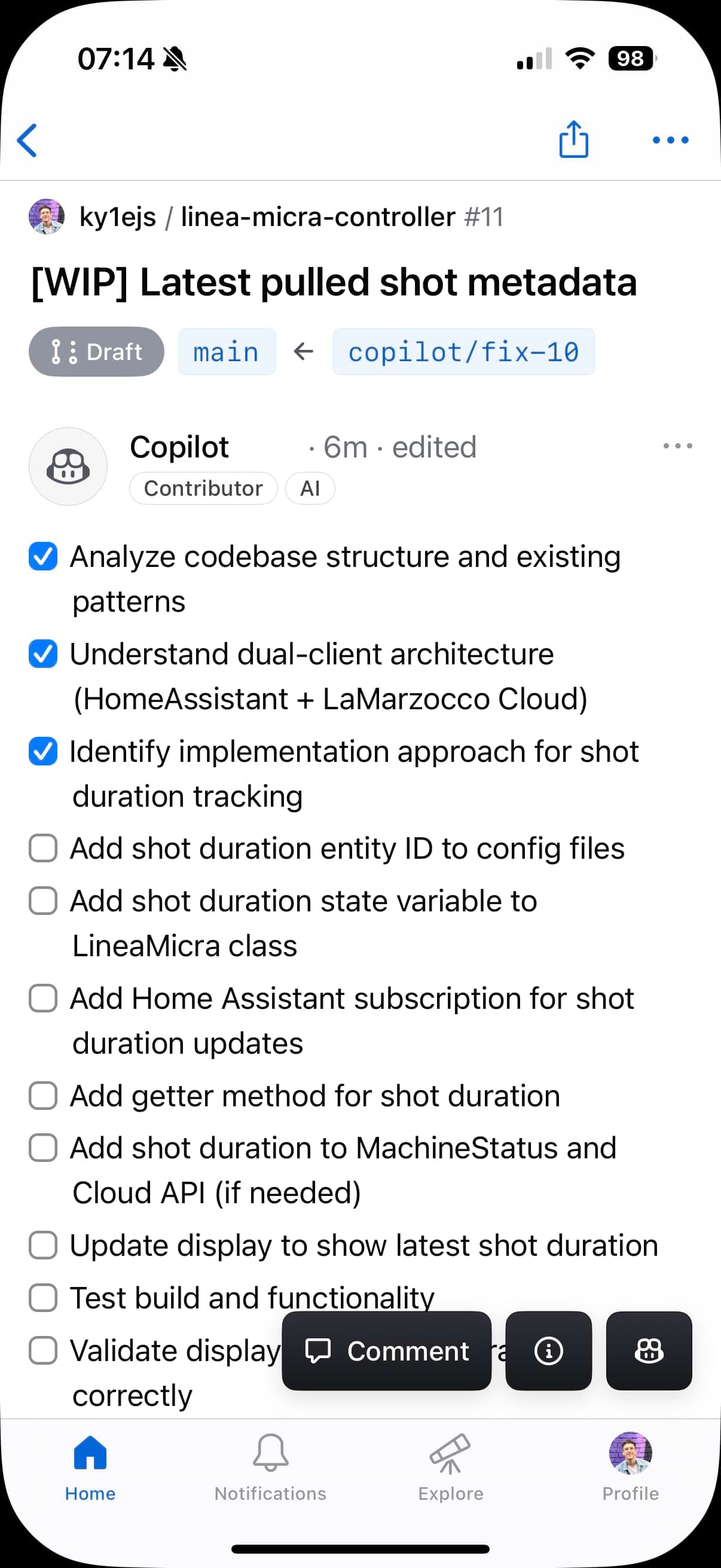 Screenshot of 
creating a GitHub Issue for Copilot Coding Agent to handle